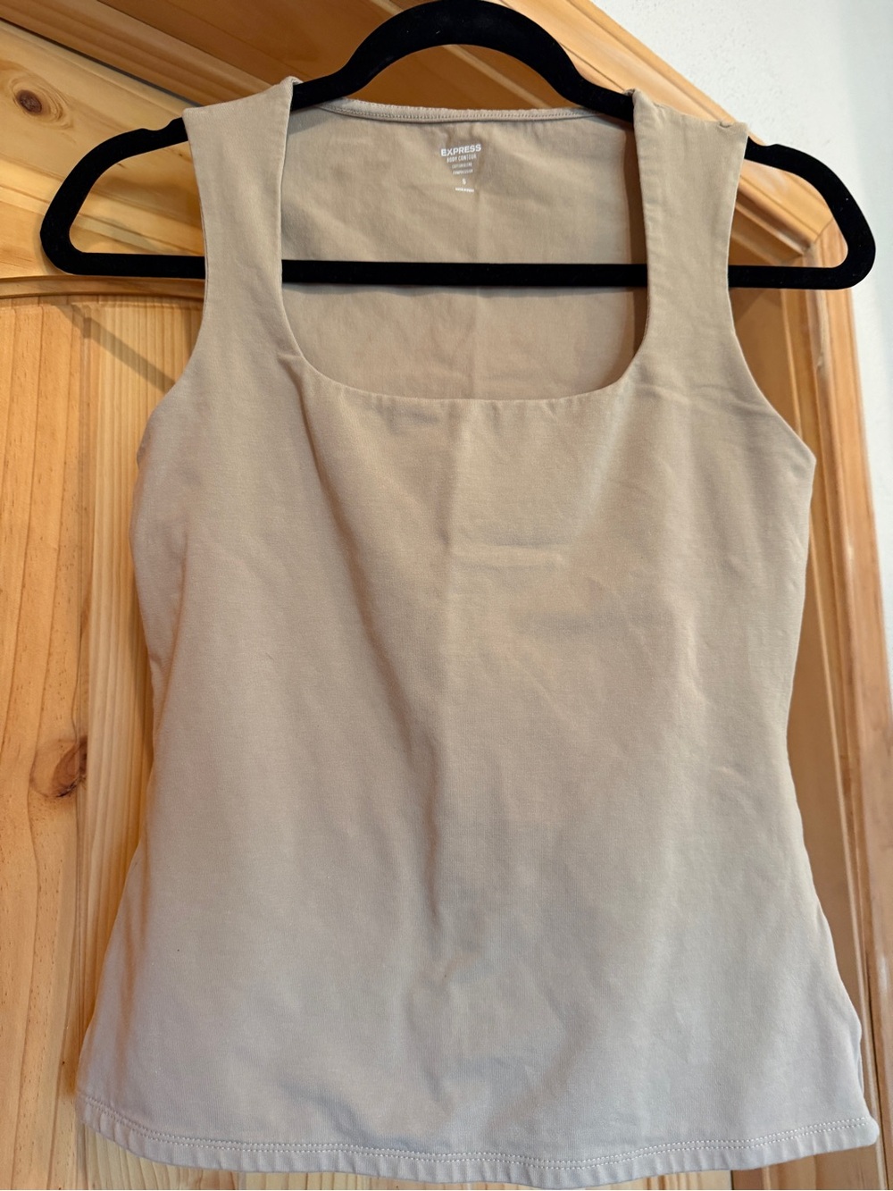 Express Women's Square Neck Tank Top in Light Beige